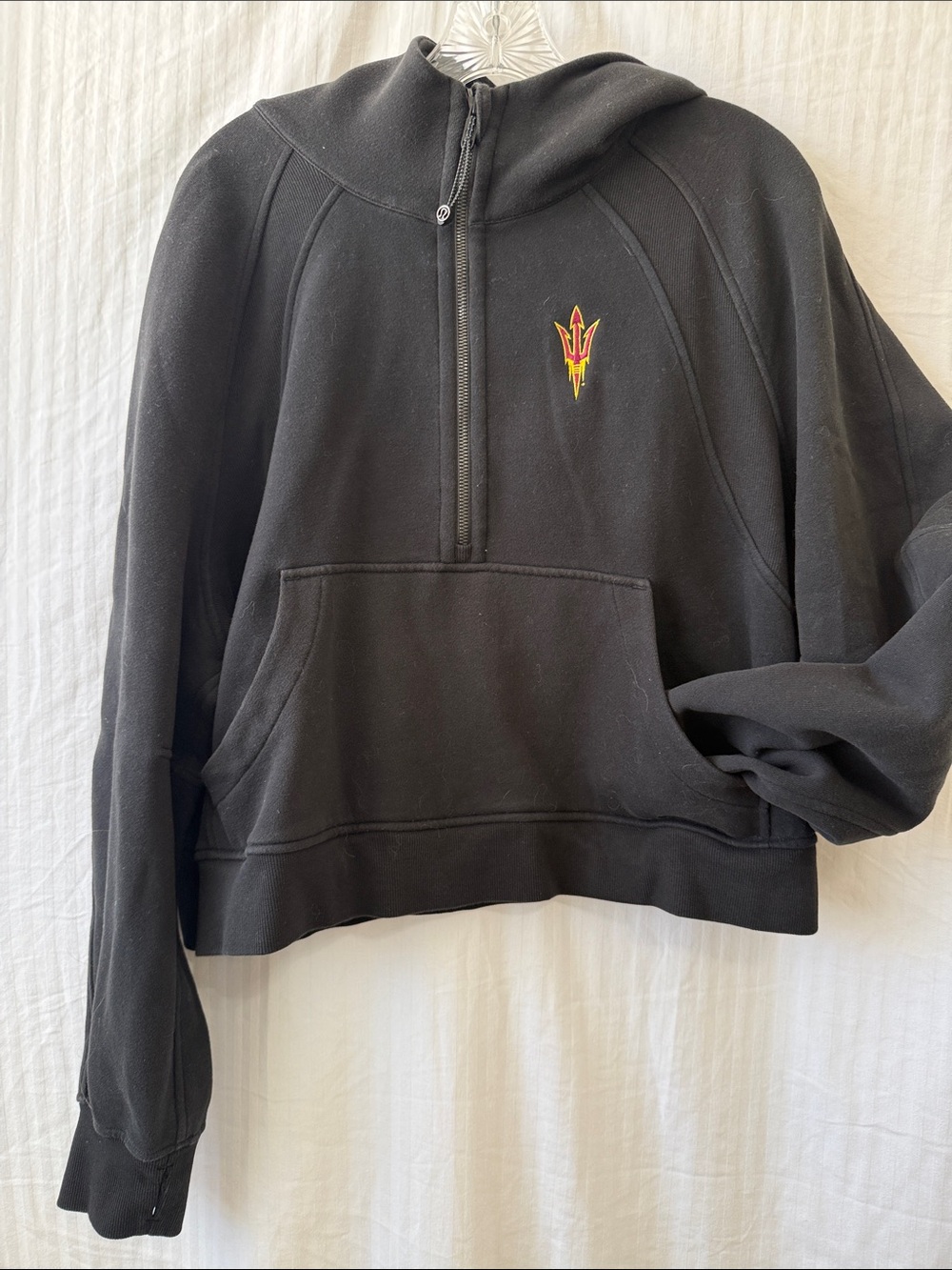 lululemon athletica Black Scuba Half-Zip Hoodie with ASU logo-Like new!